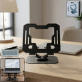 Sturdy metal tablet stand with 360-degree rotation and foldable design