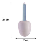 The versatile plastic measuring spoon, ideal for various kitchen ingredients like rice and grains.