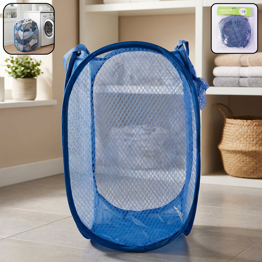 Stylish foldable mesh laundry bag with handle, large capacity for clothes