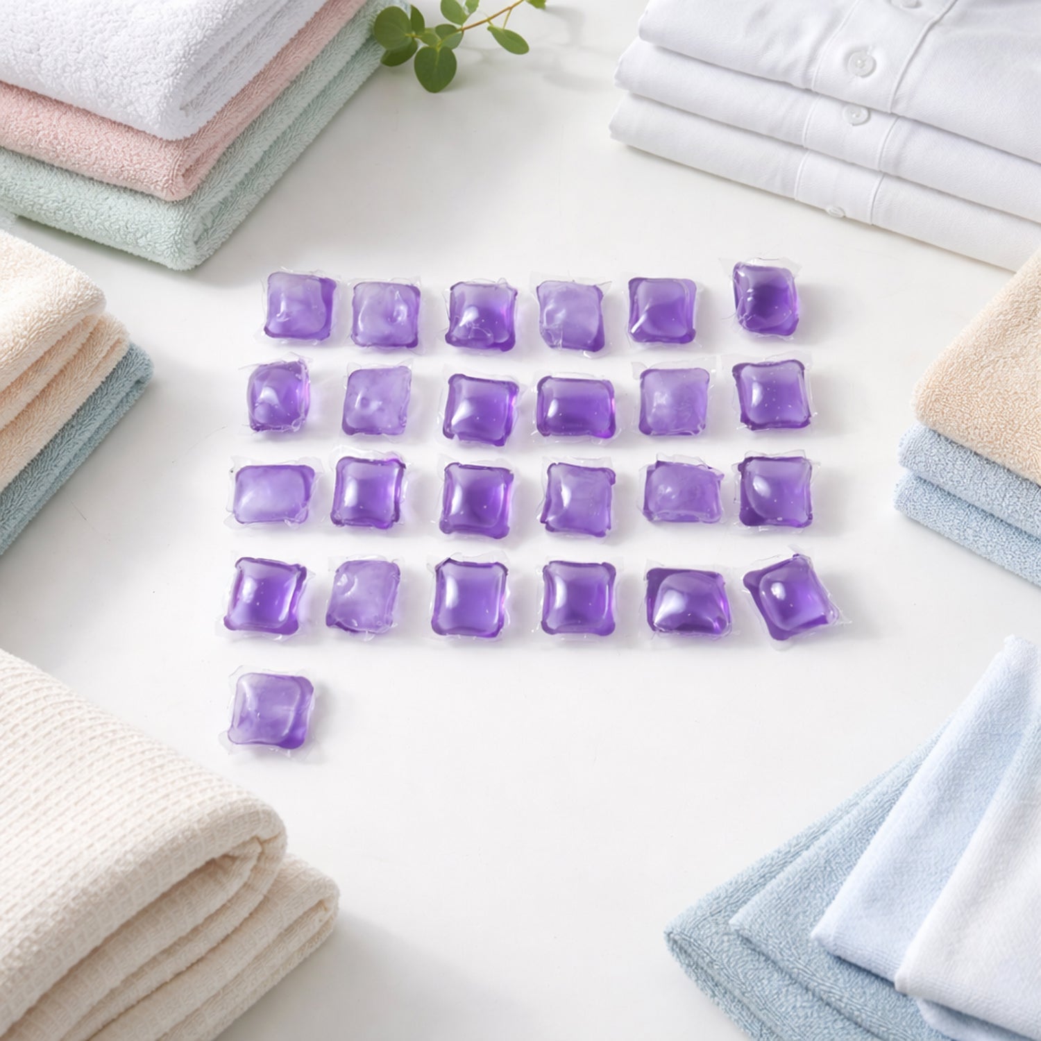Laundry detergent pods in a compact pack for effective laundry cleaning