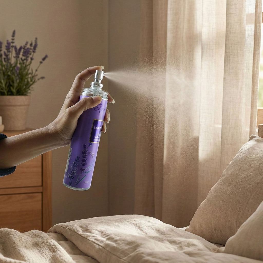 Lavender scented air freshener spray refreshing home and car spaces
