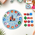 Wooden educational learning clock toy for kids with colorful movable hands and number shapes