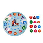 Kids wooden learning clock with vibrant numbers and movable hands