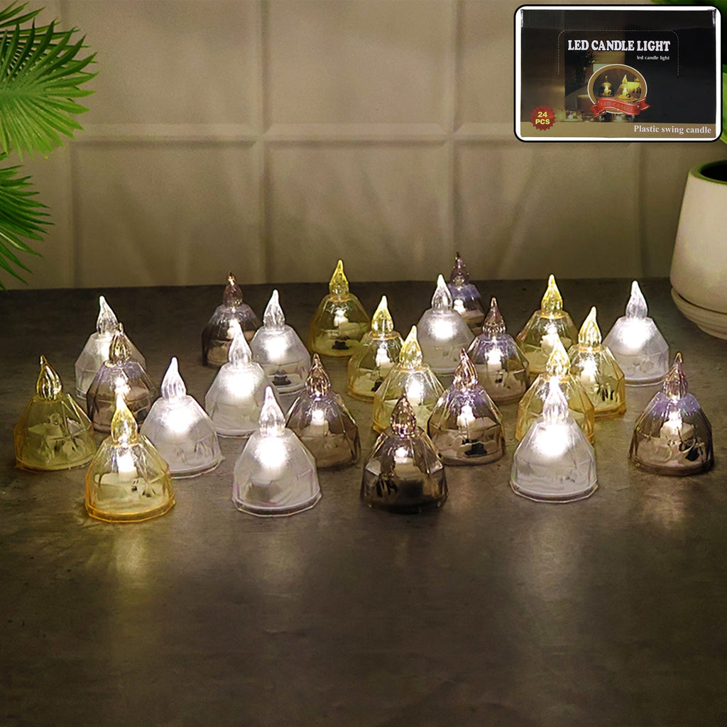 Set of 24 premium LED candle lights with crystal finish for festive home decor