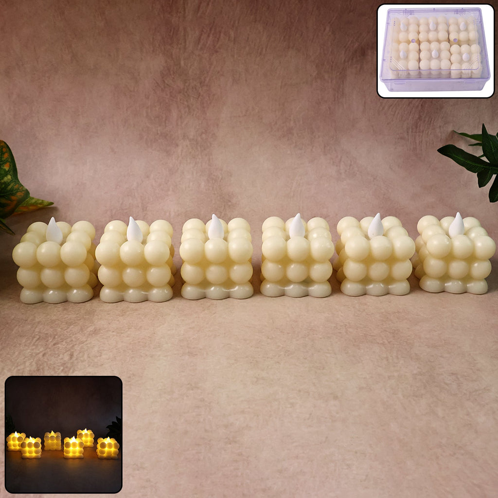 Set of 6 LED bubble candles emitting warm decorative light