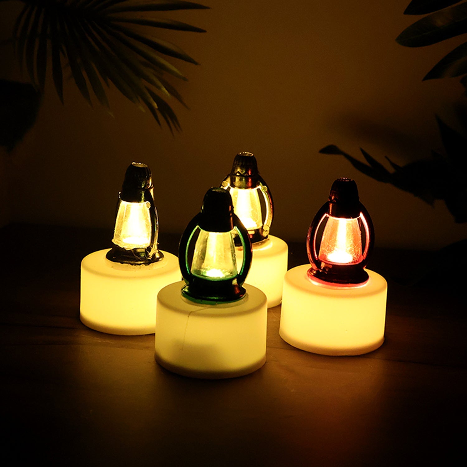 Mini lantern-style LED decorative candle lamp with vibrant light