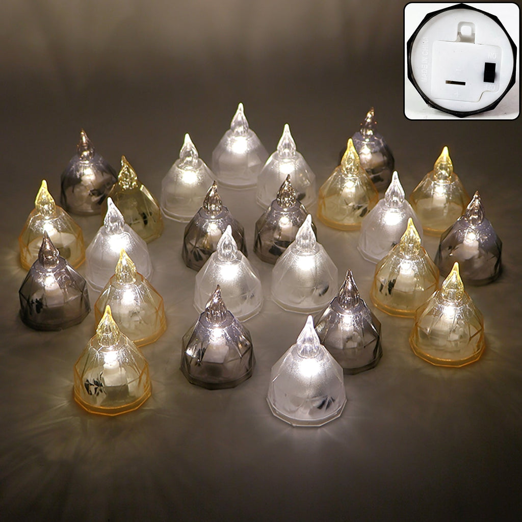 Multiple 24 LED candle lights arranged for Diwali decoration
