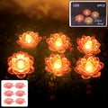 Set of 6 lotus shaped LED flameless decorative candles glowing warmly