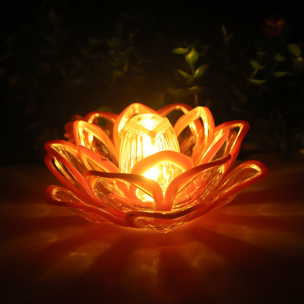 Battery operated lotus shaped flameless LED candles for safe home lighting