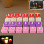 Set of multi-color LED tealight candles with flickering flame effect
