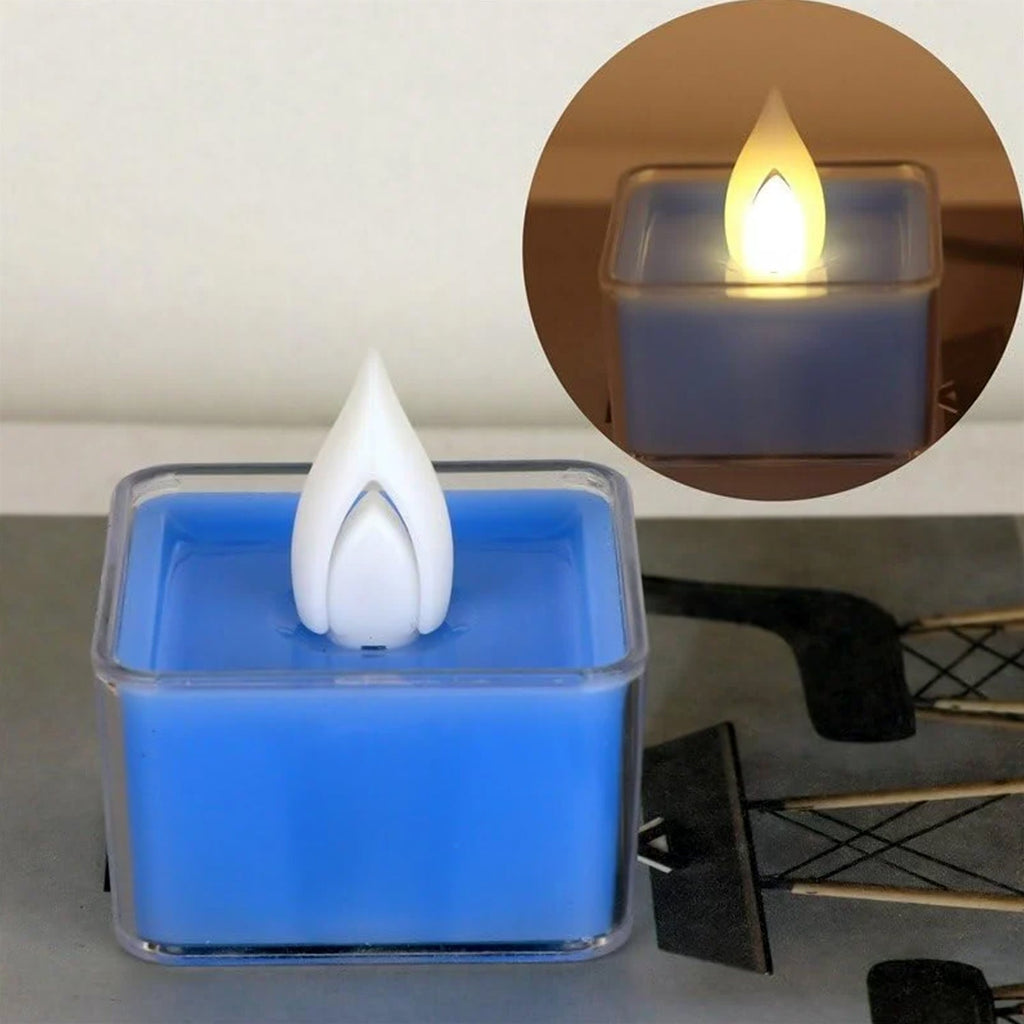 Square shaped LED tealight candles with flameless flame effect for safe use
