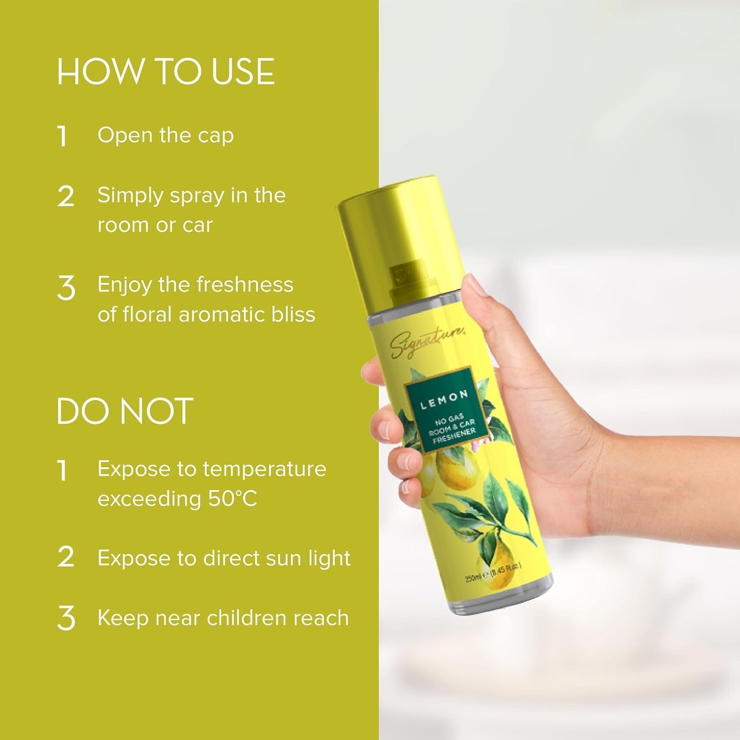 Portable lemon deodorizer spray for travel