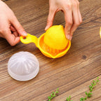 Citrus juicer showing seed filter and spout for mess-free pouring