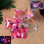 4 meter LED leaf string lights with vibrant multicolor glow on display indoors