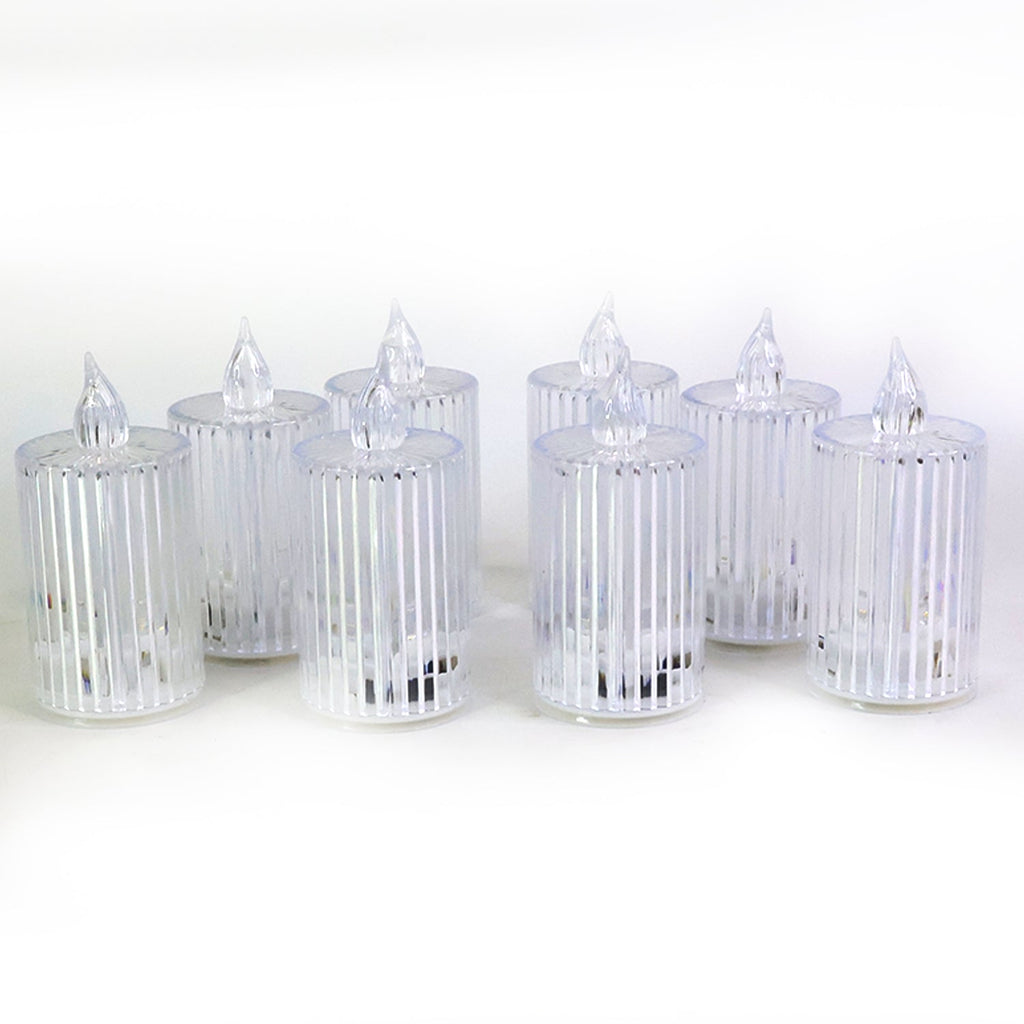 Crystal-effect LED candle lights set providing smokeless ambient lighting