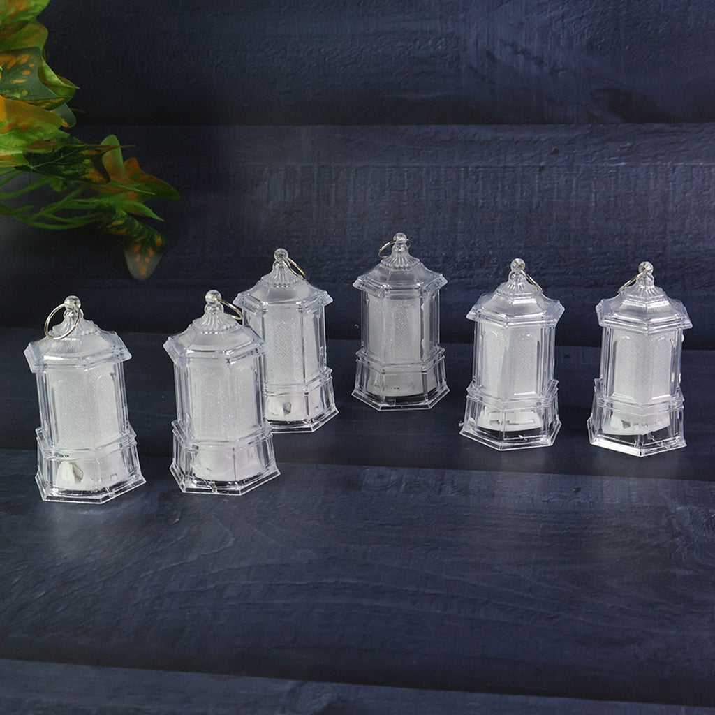 Decorative lantern lamps with transparent plastic body and safe LED candle light