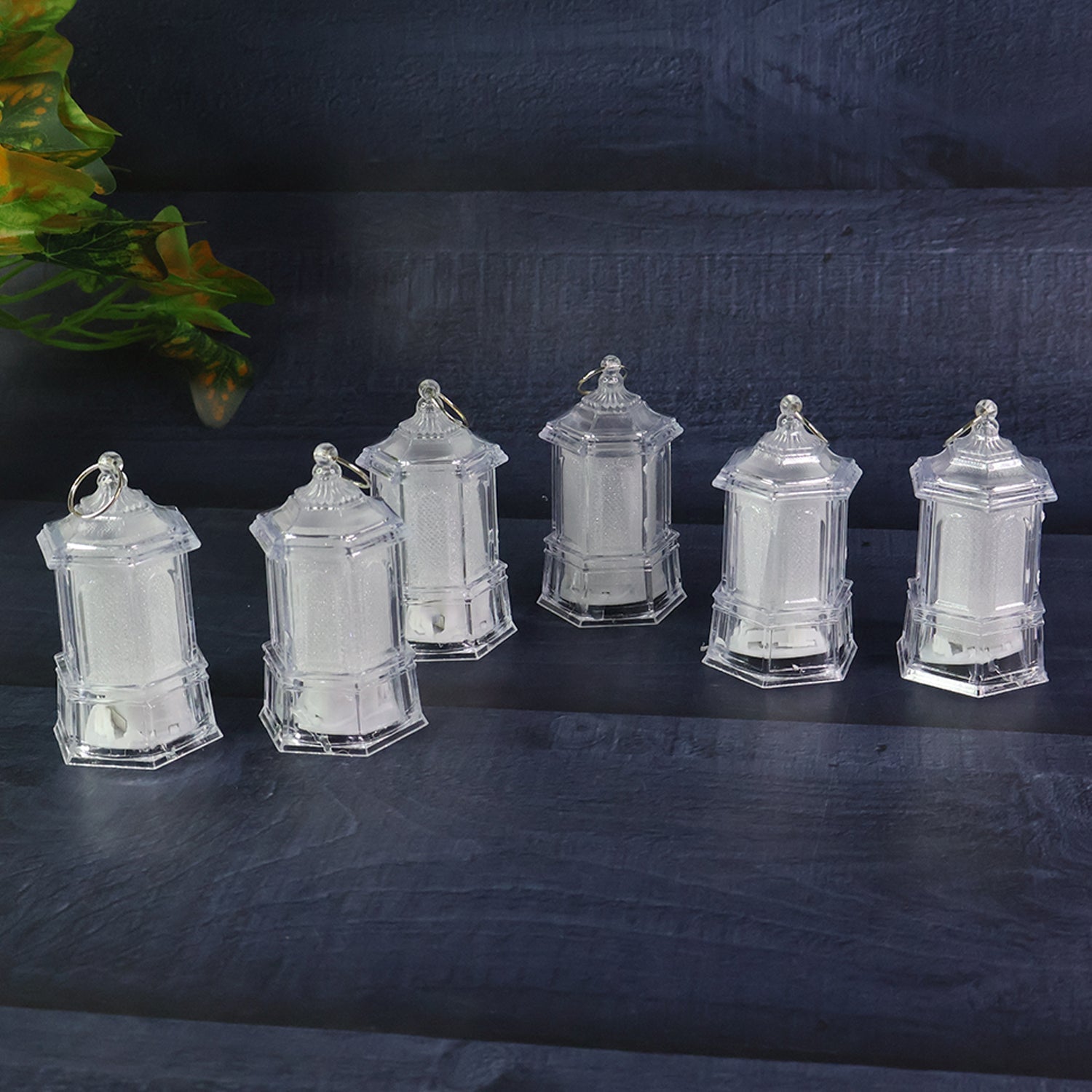 Decorative lantern lamps with transparent plastic body and safe LED candle light