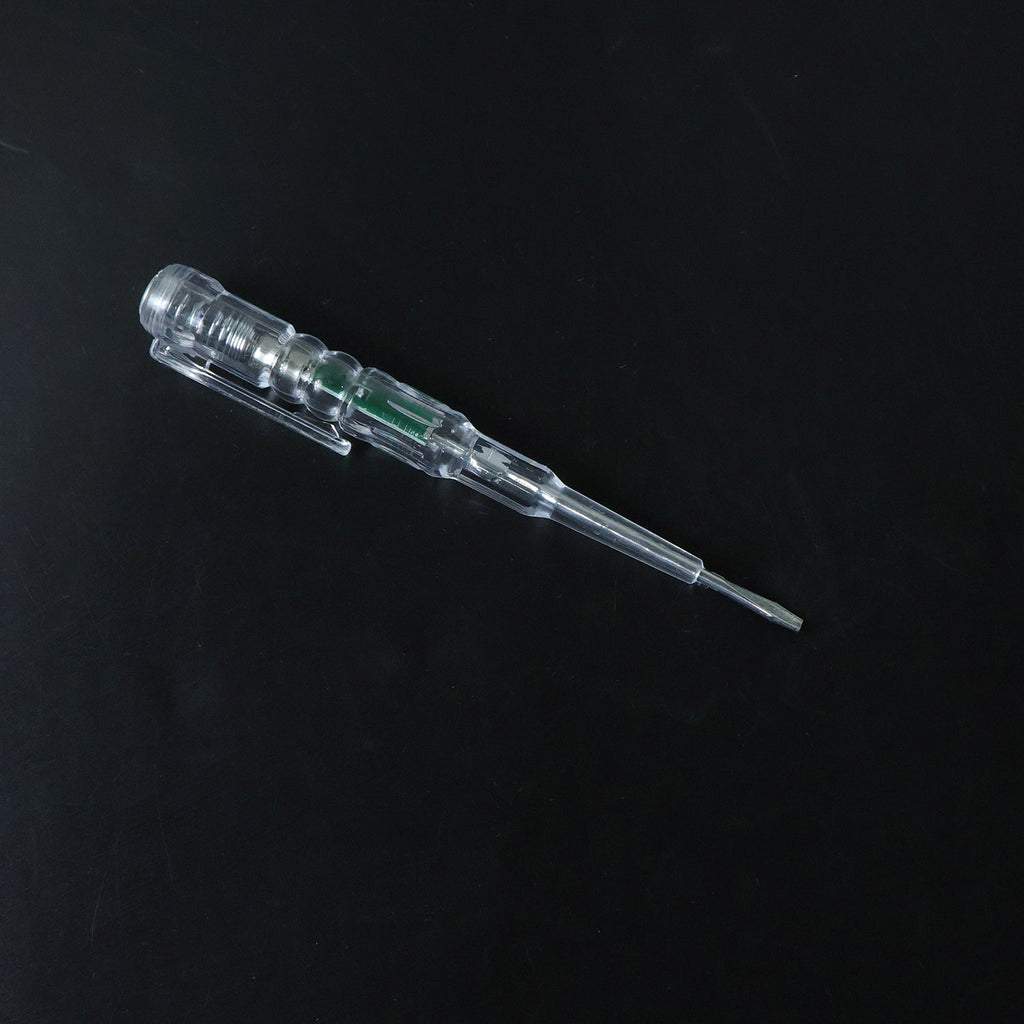 Digital voltage tester pen with illuminated LED indicator showing power detection