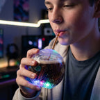 Reusable glow in dark LED drink cup with straw for kids
