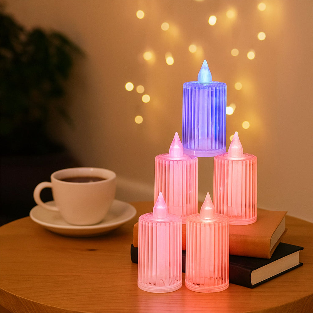 LED flameless candle light creating cozy festive ambiance