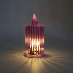 Warm yellow flickering LED candle set with ribbed surface