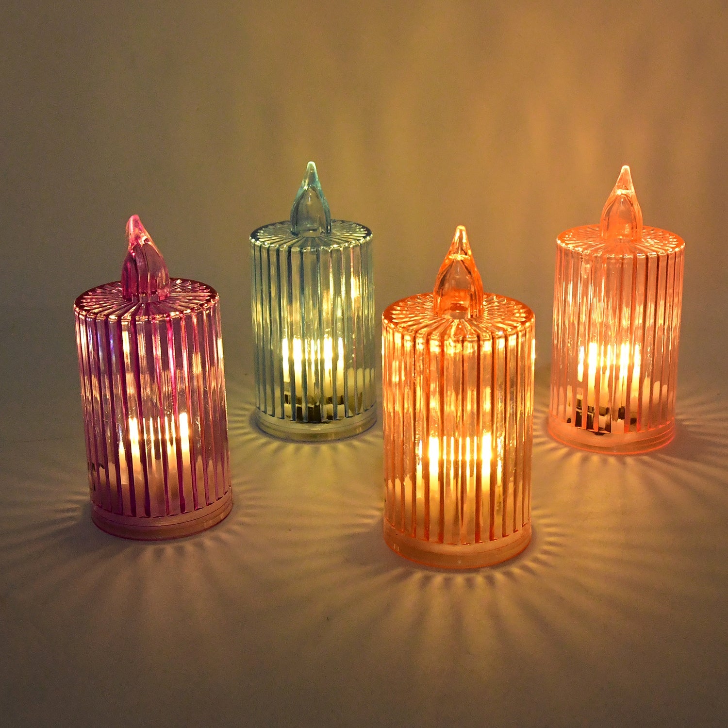 LED candle lights arranged for festive and wedding decoration