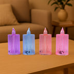 Group of decorative LED candle lights creating warm indoor ambience