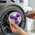 Reusable washing machine lint remover ball close-up