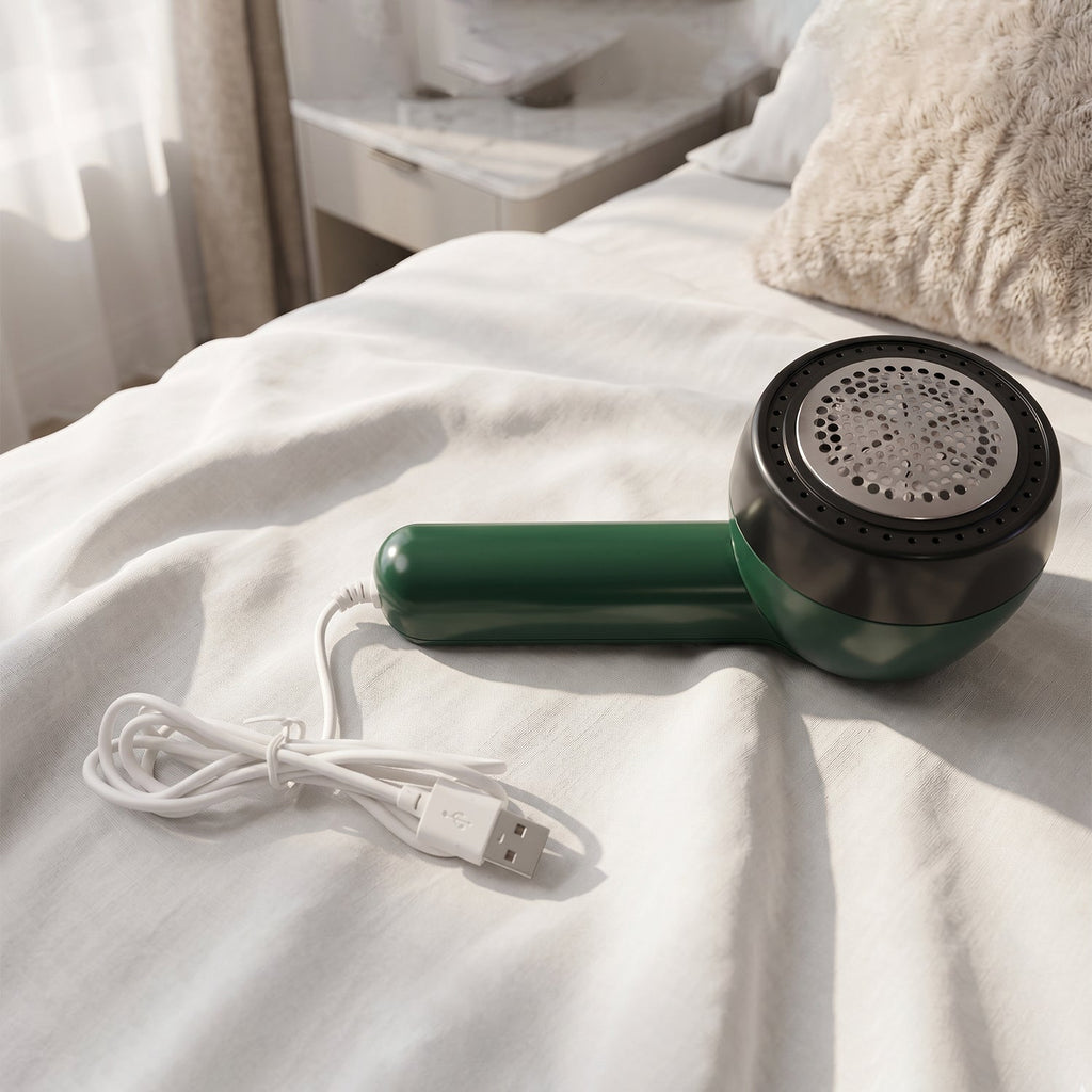 Compact USB rechargeable fabric shaver for everyday garment maintenance