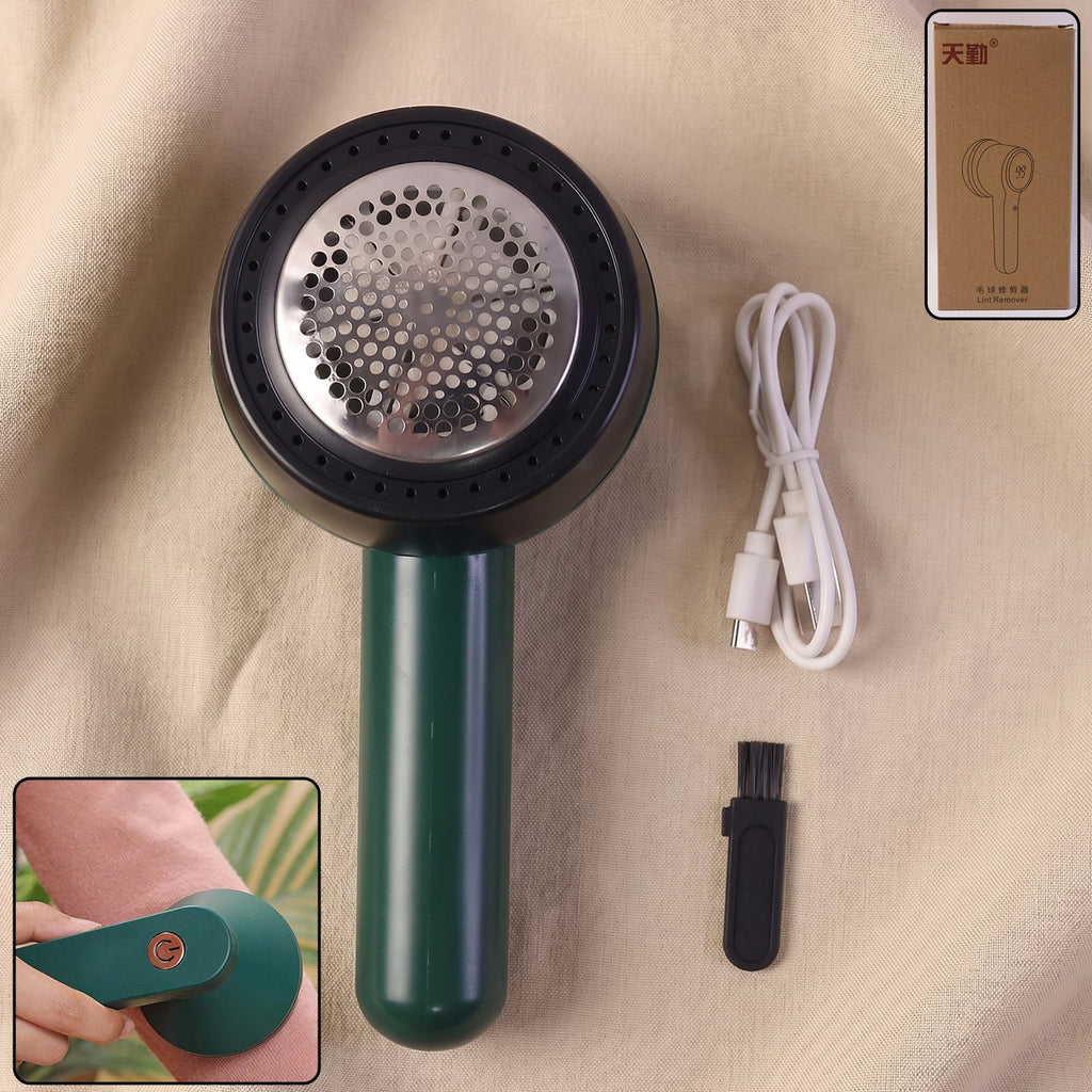 Rechargeable electric lint remover with cleaning brush for clothes and fabrics