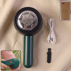 Rechargeable electric lint remover with cleaning brush for clothes and fabrics