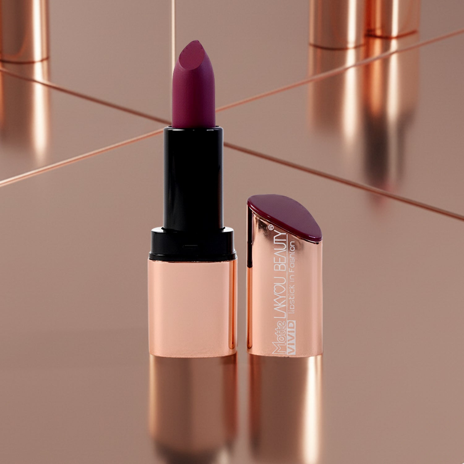 Lightweight vivid matte lipstick in stylish case for everyday makeup use