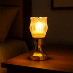 Decorative lotus flower LED lamp radiating warm ambient light