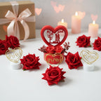 Couple romantic gift set with heart décor and candle holders