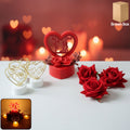 Romantic heart love decorative gift set with rose flowers and candle holders