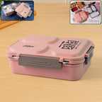 Stainless steel lunch box with three inner compartments for organized meals