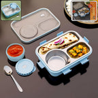 Stainless steel compartment lunch box with airtight lid and side container