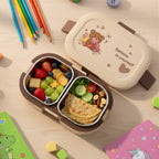 Kids lunch box with motivational "Believe in Yourself" teddy lid design