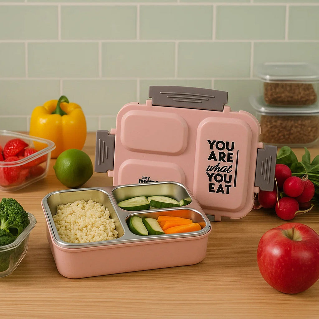 Compact and stylish stainless steel lunch box ideal for office and school