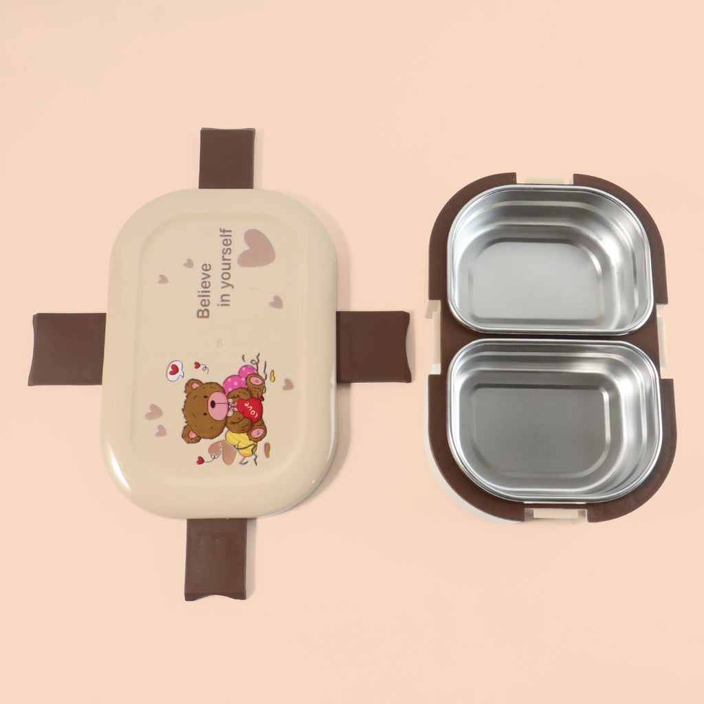 Compact and durable kids lunch box with teddy bear print