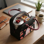 Portable school lunch tote with easy-to-carry handles
