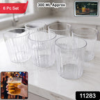 Set of durable clear glass water tumblers with textured grip
