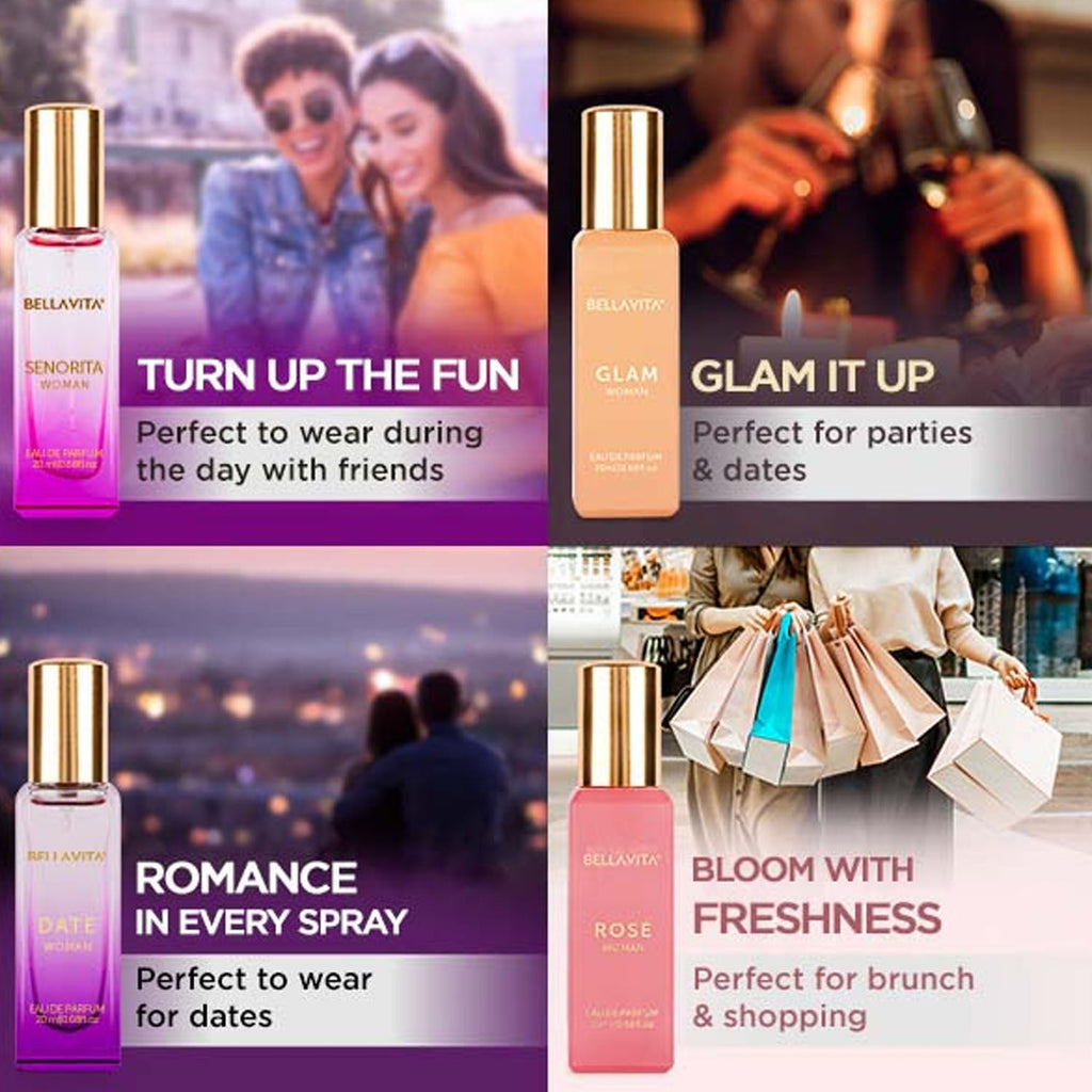 Mini fragrance set for women with four long-lasting perfumes