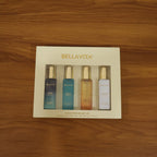Portable luxury perfume set with four scents, ideal for on-the-go gifting
