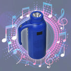 Sleek black portable Bluetooth speaker showcasing its robust design.