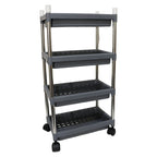 Mobile organizer rack with durable plastic trays and easy assembly