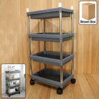 4-layer rolling storage cart with durable plastic trays and wheels