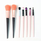 Ergonomic handled makeup brushes in professional soft brush set