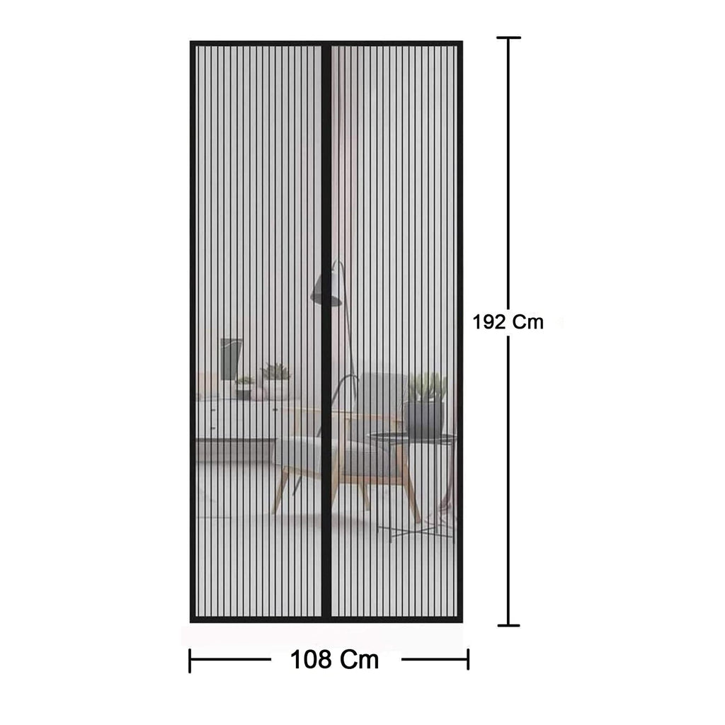 Comparison showing Magic Mesh screen door with and without magnets