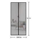 Comparison showing Magic Mesh screen door with and without magnets